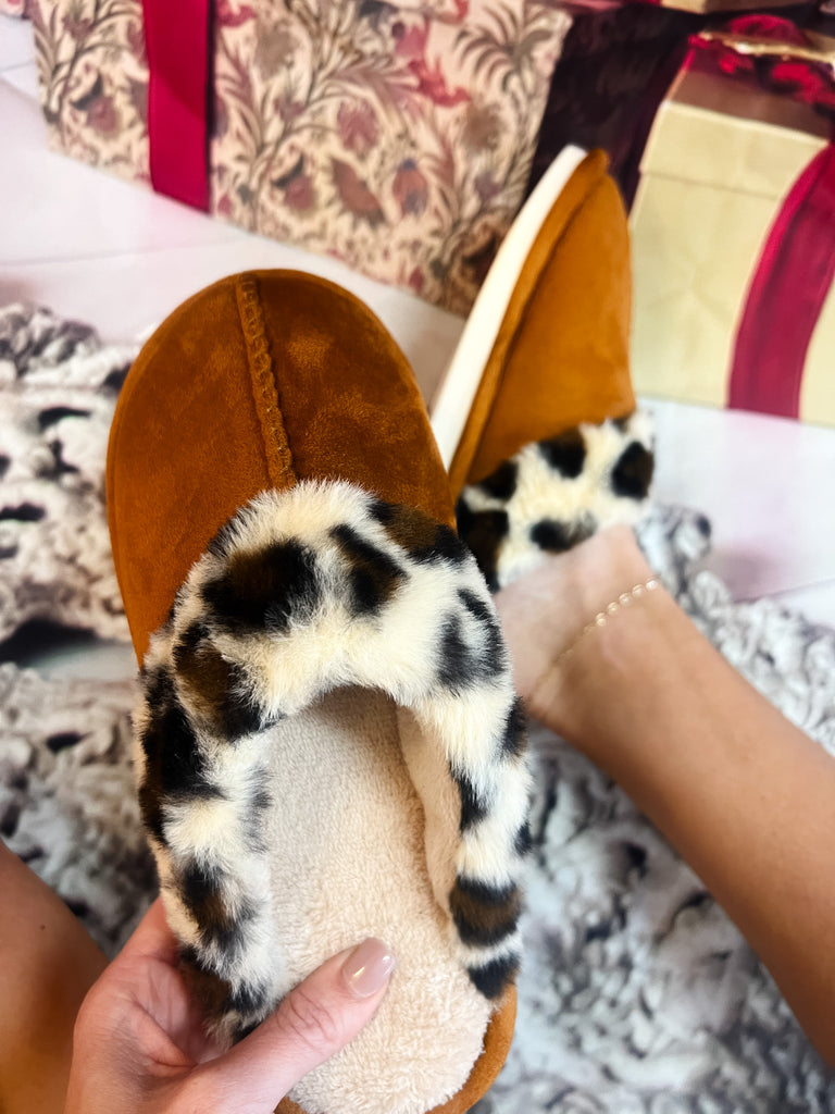 Chestnuts Roasting Leopard Print Slippers