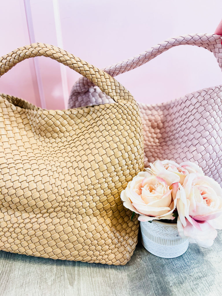 It Girl Woven Shoulder Bag - Sand