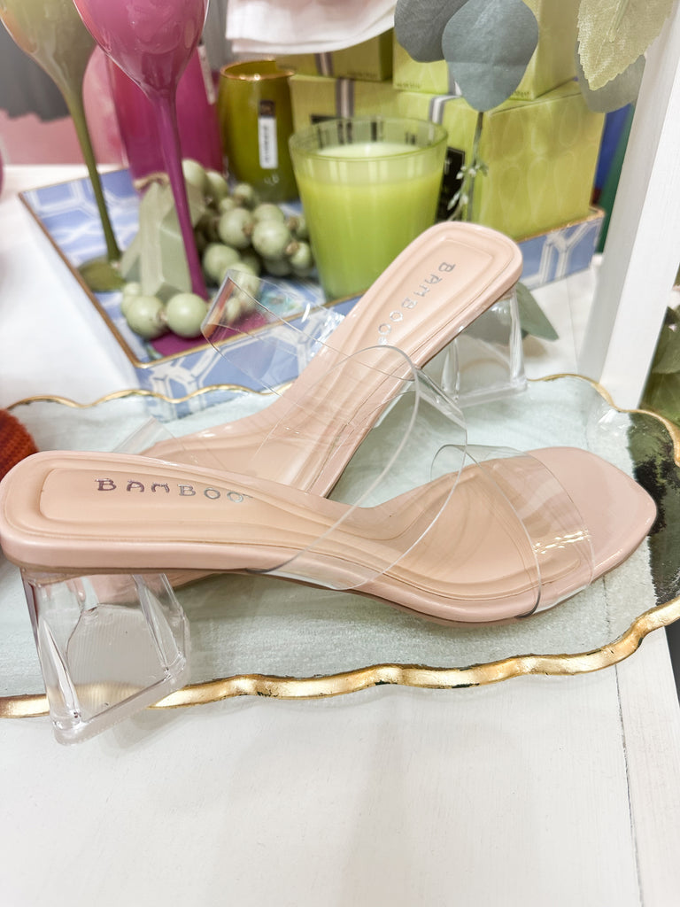 Millie-14 Clear Strap Low Block Heel