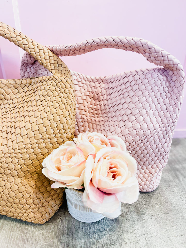 It Girl Woven Shoulder Bag - Blush