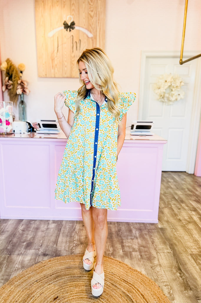 First Bloom Floral Front Button Dress