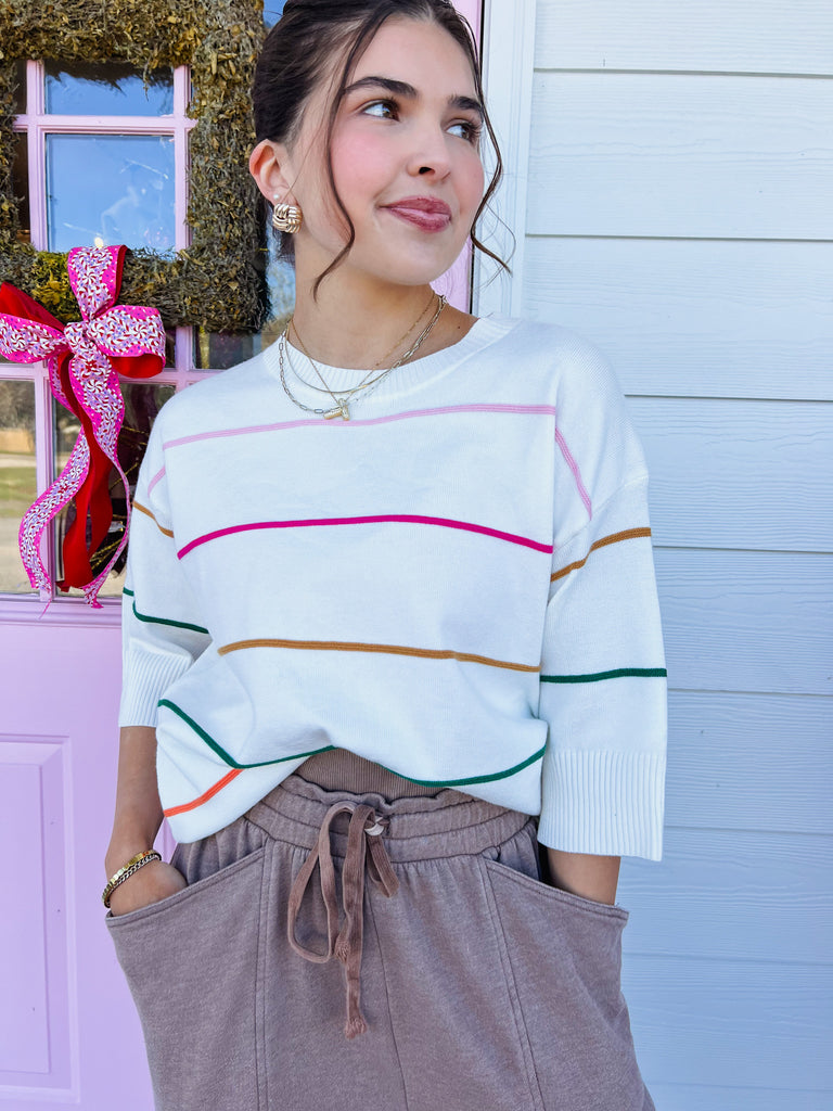 Your Call Multi Color Stripe Sweater