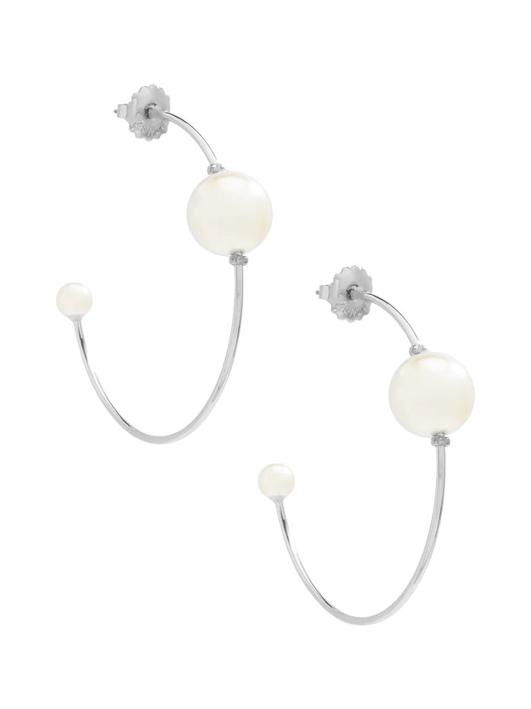 Zenzii Double Pearl Hoop Earring - Silver