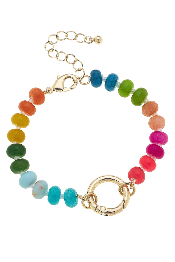 Lucy Gemstone Beaded Charm Bracelet Base in Rainbow Multi