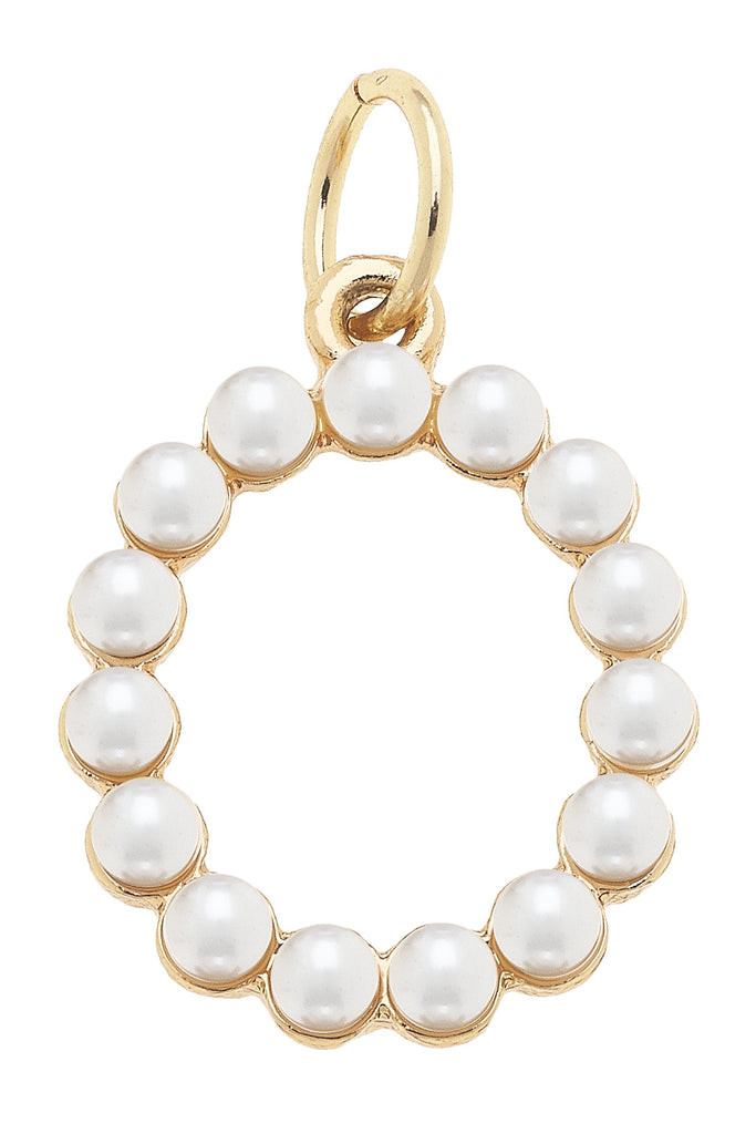 Pearl-Studded Letter "O" Charm in Ivory