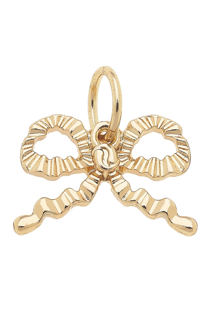 Ruffled Bow Charm in Shiny Gold