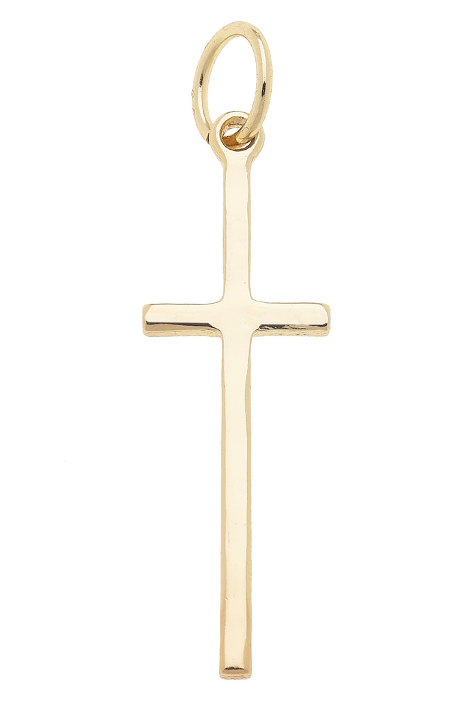 Skinny Cross Charm in Shiny Gold