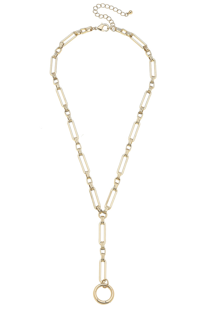 Bella Lariat Charm Necklace Base in Shiny Gold