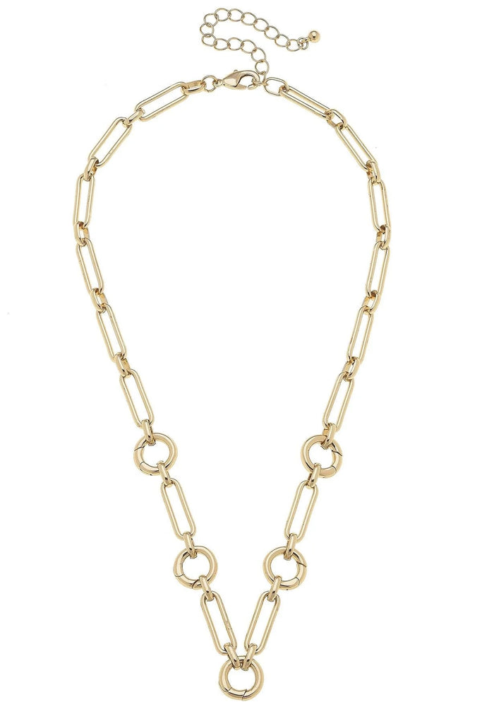 Lilah Multi Charm Collector Necklace Base In Shiny Gold