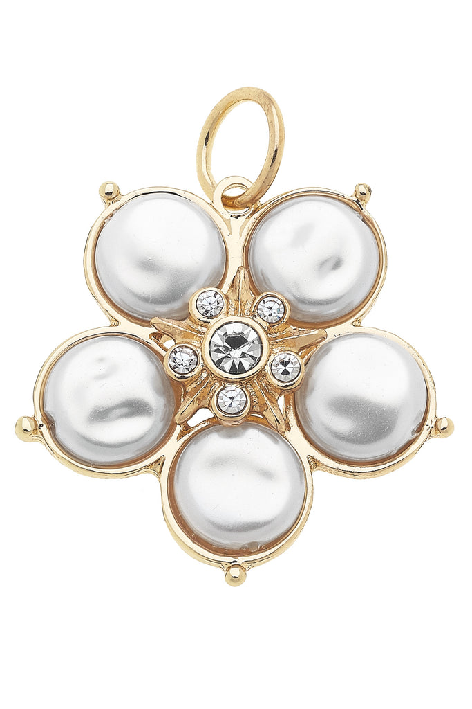 Coin Pearl Flower Charm in Ivory