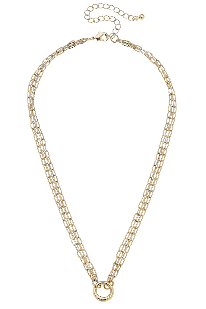 Celia 3-Row Dainty Charm Necklace Base in Shiny Gold