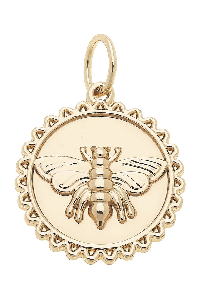 Bumble Bee Medallion Charm in Shiny Gold