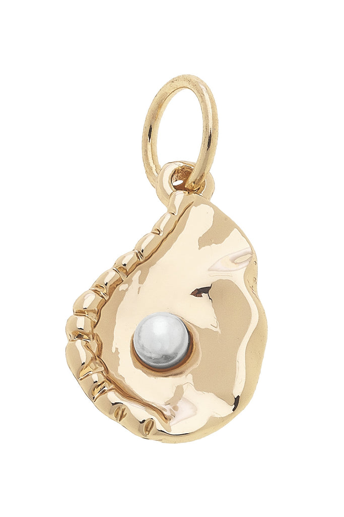 Pearl Oyster Charm in Shiny Gold