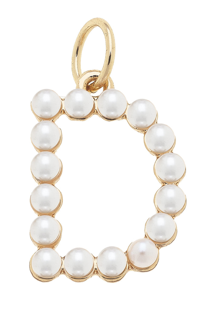 Pearl-Studded Letter "D" Charm in Ivory