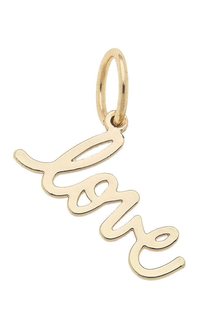 Love Cursive Script Charm in Shiny Gold