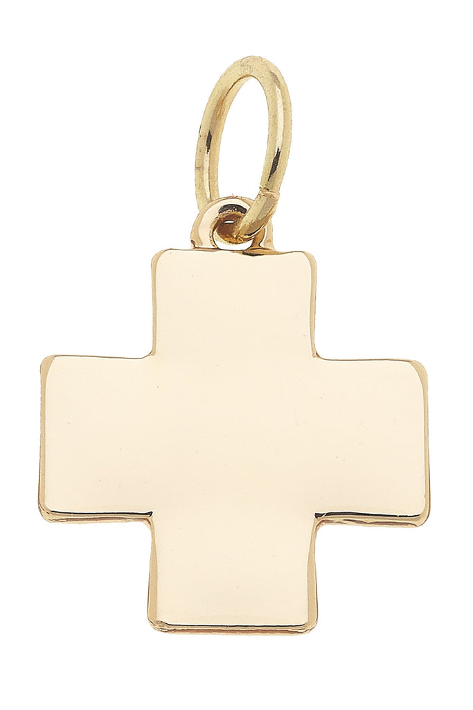 Square Cross Charm in Shiny Gold