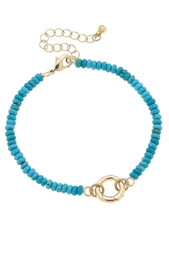 Lucy Gemstone Beaded Charm Bracelet Base in Turquoise