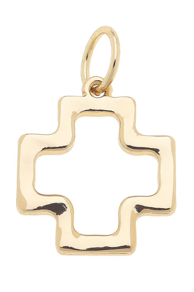 Cross Outline Charm in Shiny Gold