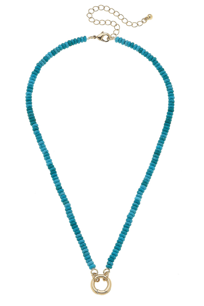 Lucy Gemstone Beaded Charm Necklace Base in Turquoise